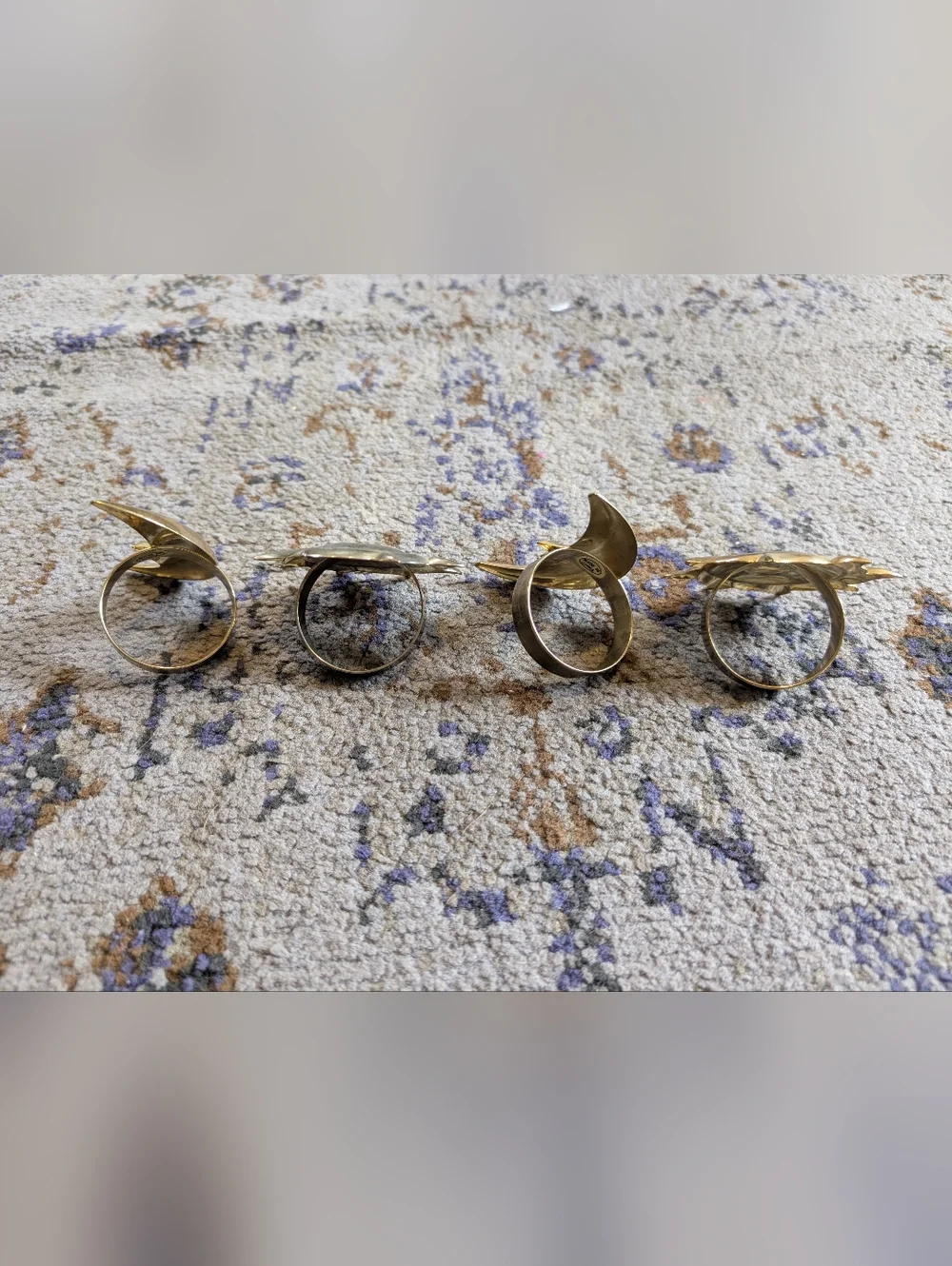 Vintage Celestial Napkin‎ Rings In Brass/Gold Set Of 4 Sun Moon Y2K 90s